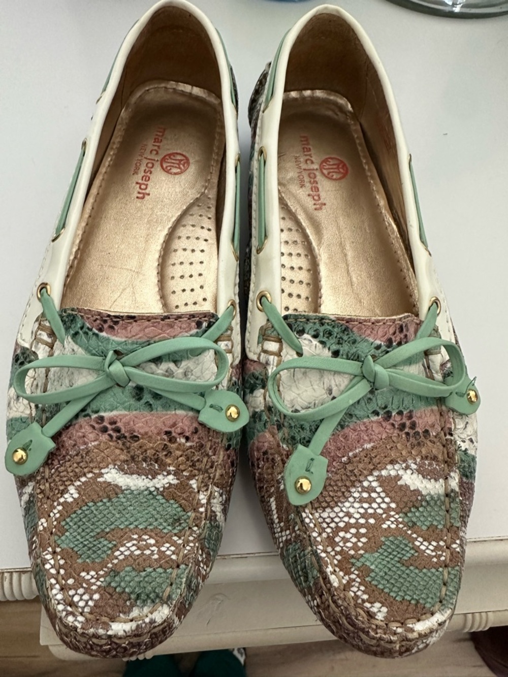 Marc Joseph Women's Cypress Hill Green Multi-Color Leather Moccasins - Picture 2 of 6